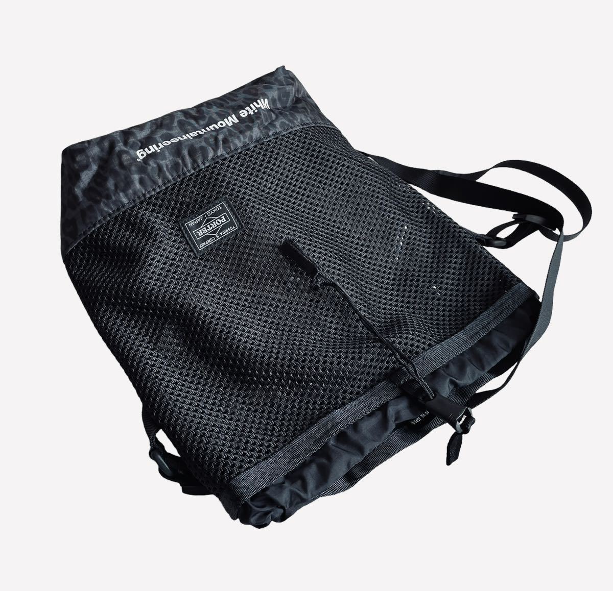 美品!! 希少!! PORTER × White Mountaineering MESH DRAWSTRING BAG ポーター ホワイトマウンテニアリング 巾着 ショルダーバッグ 日本製_画像6