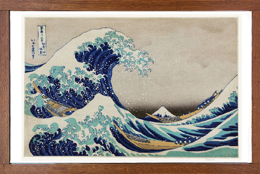 葛飾北斎　神奈川沖浪裏　38.6ｘ26.4ｃｍ　原寸ポスター　複製 ◆新版画　　川瀬巴水　浮世絵　吉田博　歌麿　国芳_画像6