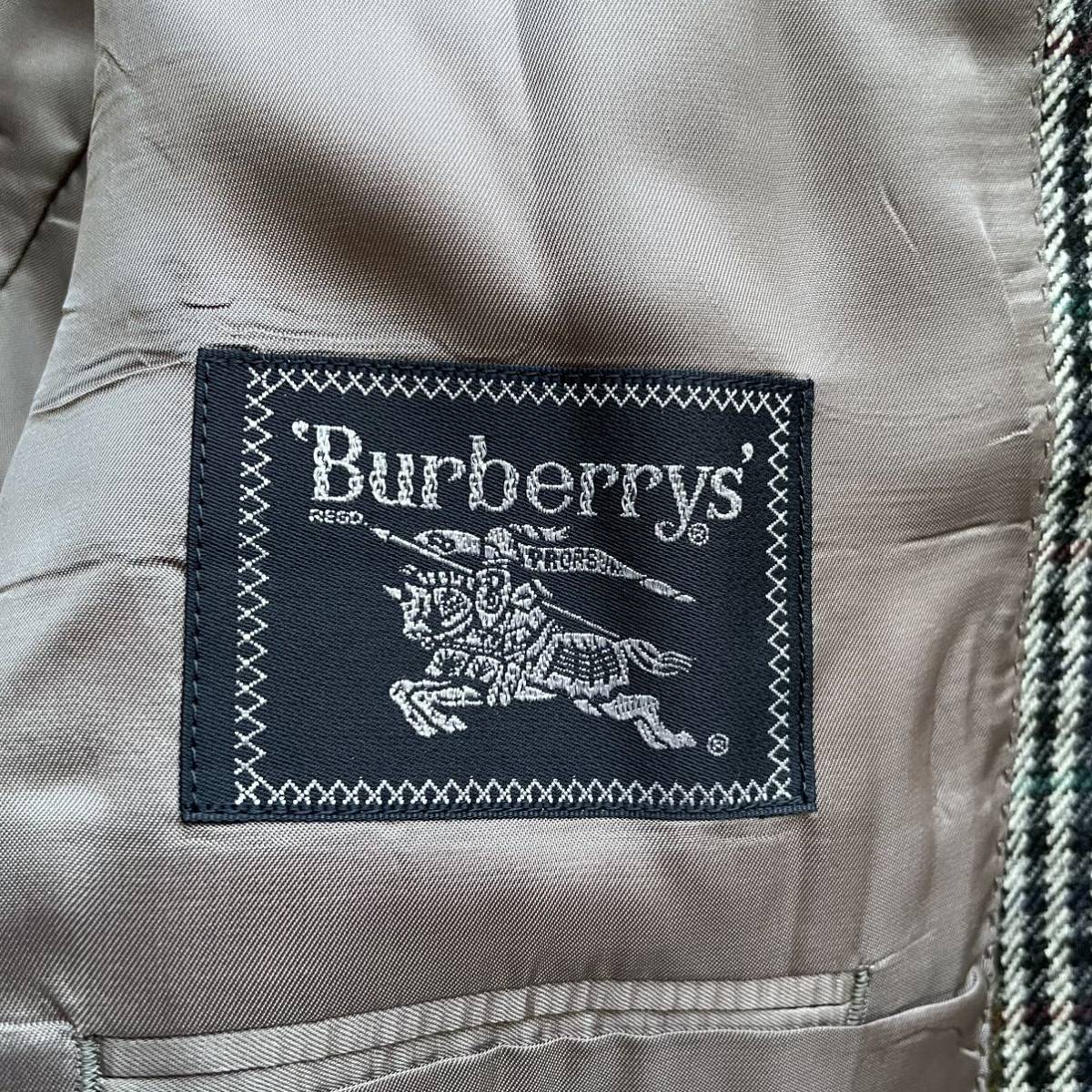バーバリー【英国紳士のこなれ感】BURBERRY テーラードジャケット チェック柄 マルチカラー グレー系 Lサイズ相当 AB5 総裏 メンズ _画像8