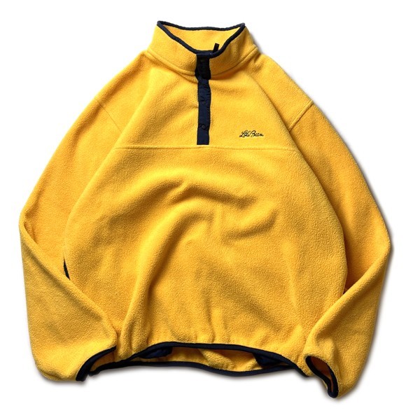 【内祝い】 L.L.Bean USA製 90s 80s 希少カラー! エルエルビーン メンズ 黄色 イエロー ジャケット フリース スナップT プルオーバー ヴィンテージ 男性用