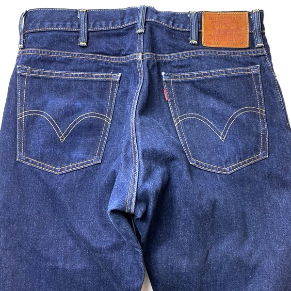 ブーツカット! 00s Levi's リーバイス 517 ヴィンテージ ハイウエスト フレア ジーンズ デニムパンツ 濃い濃い 濃紺 W33 メンズ 古着_画像5