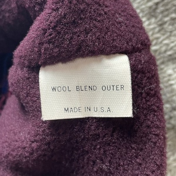 グッドデザイン! 90s USA製 WOOL BLEND OUTER ノルディック柄 ウール ニットキャップ ニット帽 帽子 グレー エンジ色 メンズ レディース_画像4