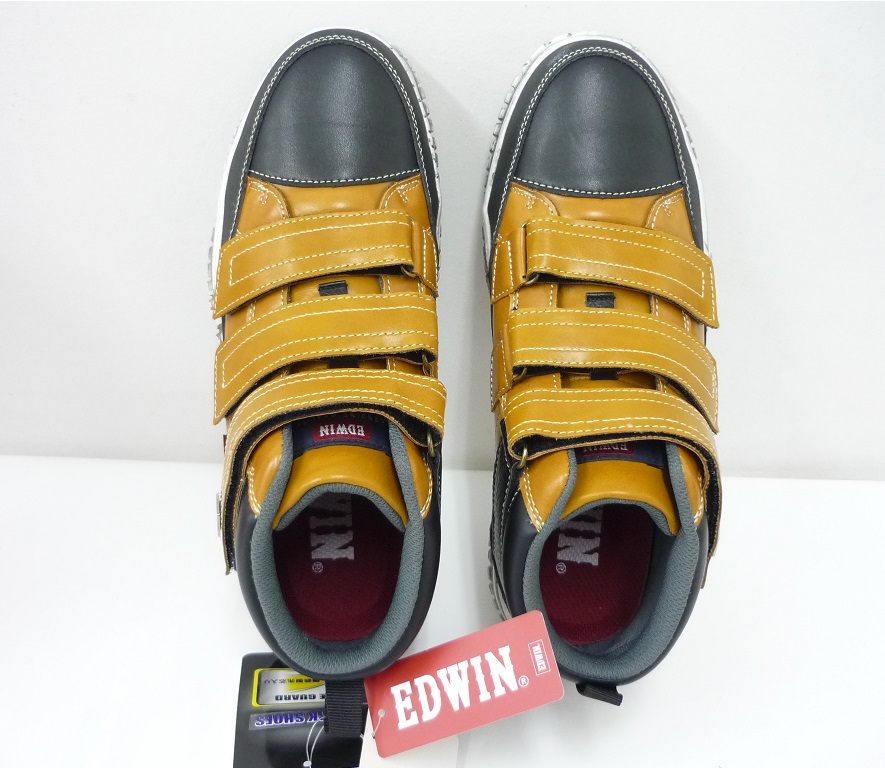 103| new goods! cheap!EDWIN Edwin safety shoes safety shoes 25.0cm Camel touch fasteners Denim . exactly. stylish casual!
