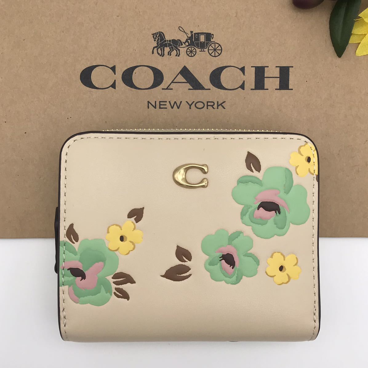 COACH 財布 大人気 ビルフォールド ウォレット フローラル プリント 花