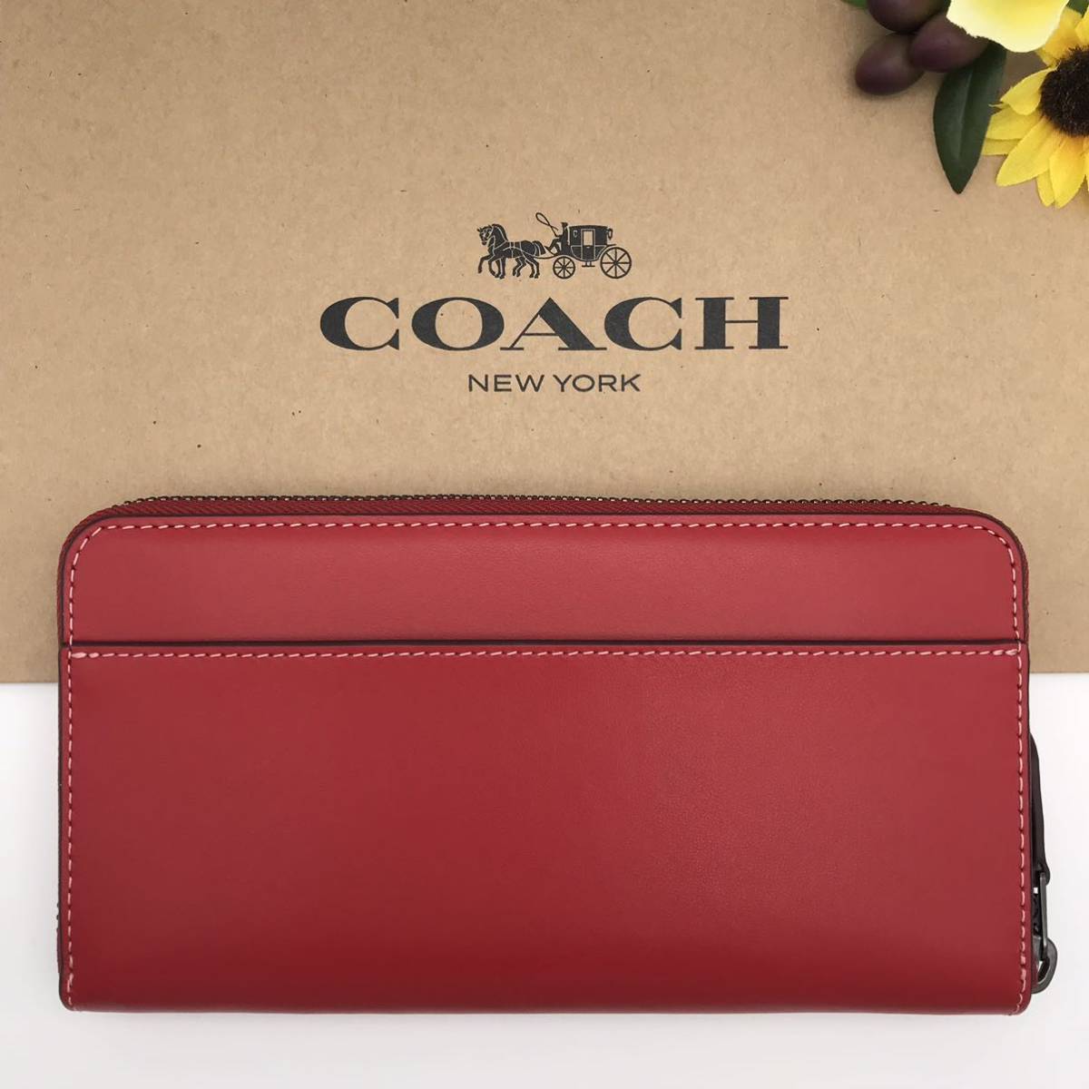 COACH 長財布 ★大人気★ アコーディオン ウォレット アイススケート ミッキーマウス エレクトリックレッド CM210 QBW9S 新品の画像2