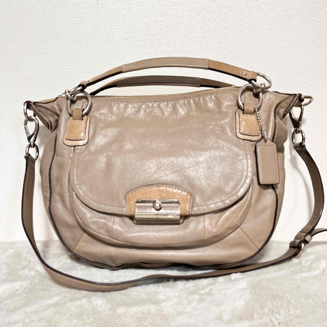 美品COACH コーチショルダーバッグハンドバッググレー