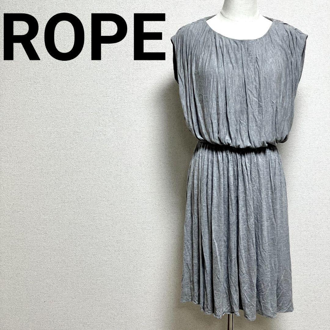 ☆美品☆ROPE ロペ グレージュ ワンピース Mサイズ フレンチスリーブ_画像1