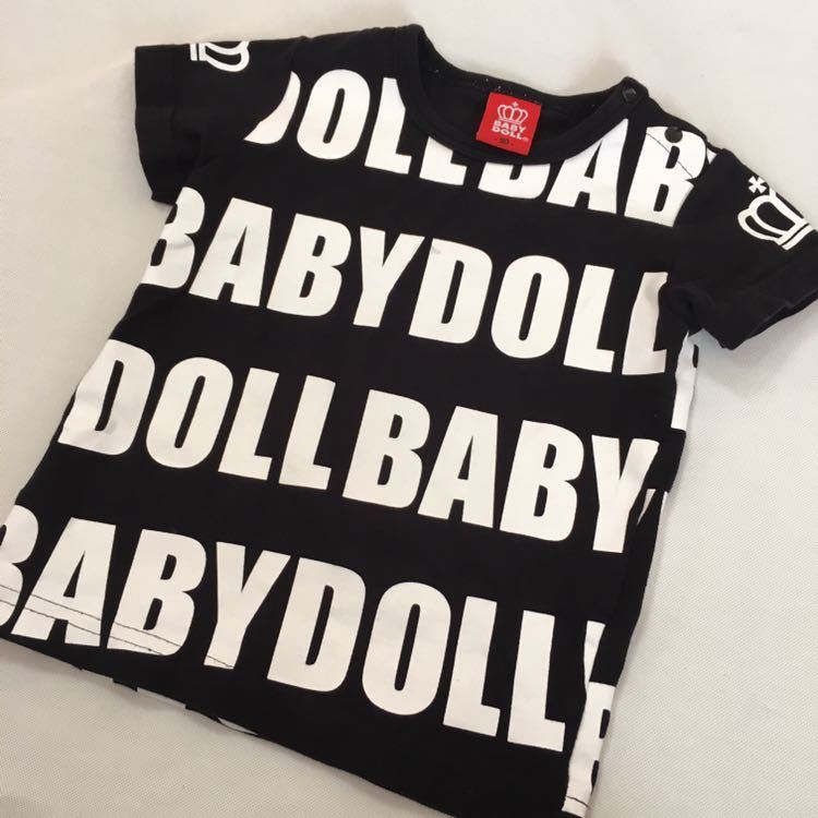 ☆BABY 選ぶなら 肌触りがいい DOLL ベビードール☆半袖Tシャツ 90㎝ ロゴプリント 黒