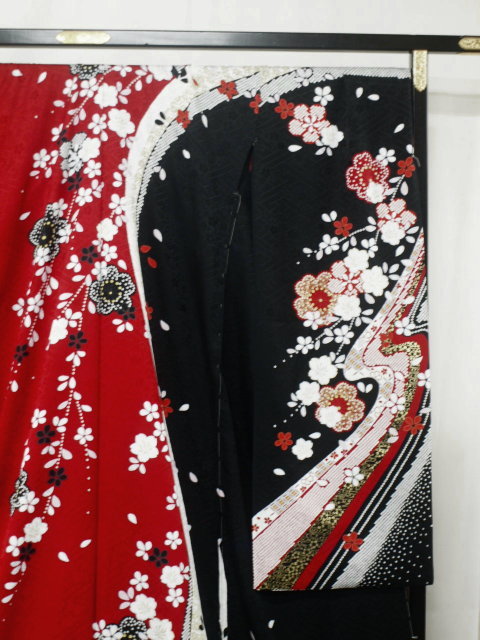  simplified 0489 silk Kyouyuuzen long-sleeved kimono red 