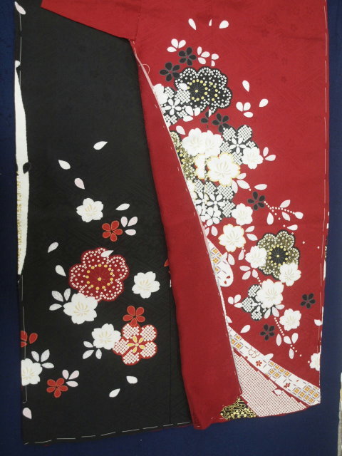  simplified 0489 silk Kyouyuuzen long-sleeved kimono red 