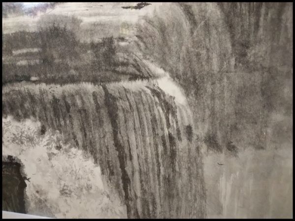  Niagara. . water ink picture . house . Zaimei genuine work ... bead large . cloth approximately 51×49cm frame China water ink picture house fine art picture piece exhibition work collection rare rare article 