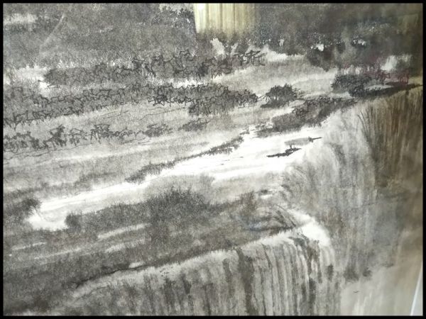  Niagara. . water ink picture . house . Zaimei genuine work ... bead large . cloth approximately 51×49cm frame China water ink picture house fine art picture piece exhibition work collection rare rare article 