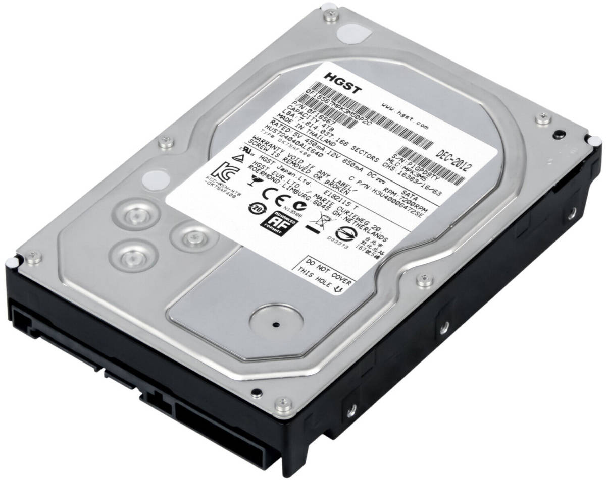 【中古パーツ】3.5 SATA 4TB 1台 正常 HGST HDS724040ALE640 使用時間2111H■ HDD4377_画像1