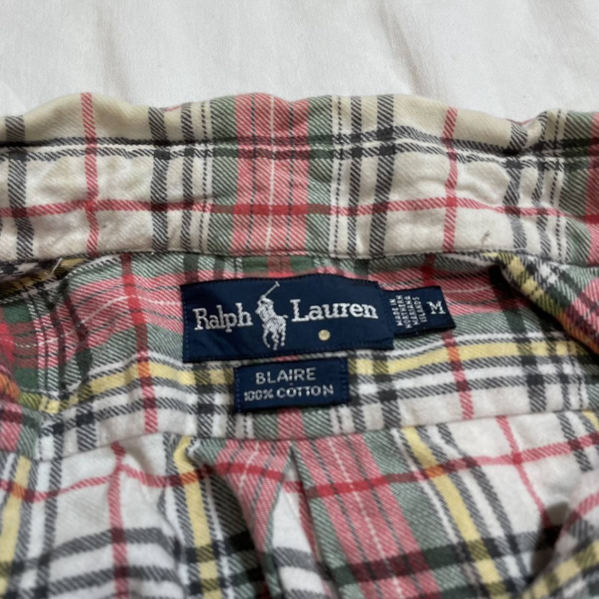 Ralph Lauren ラルフローレン BLAIRE メンズ 長袖ネルシャツ ボタンダウン チェック Mサイズ 90年代_画像10