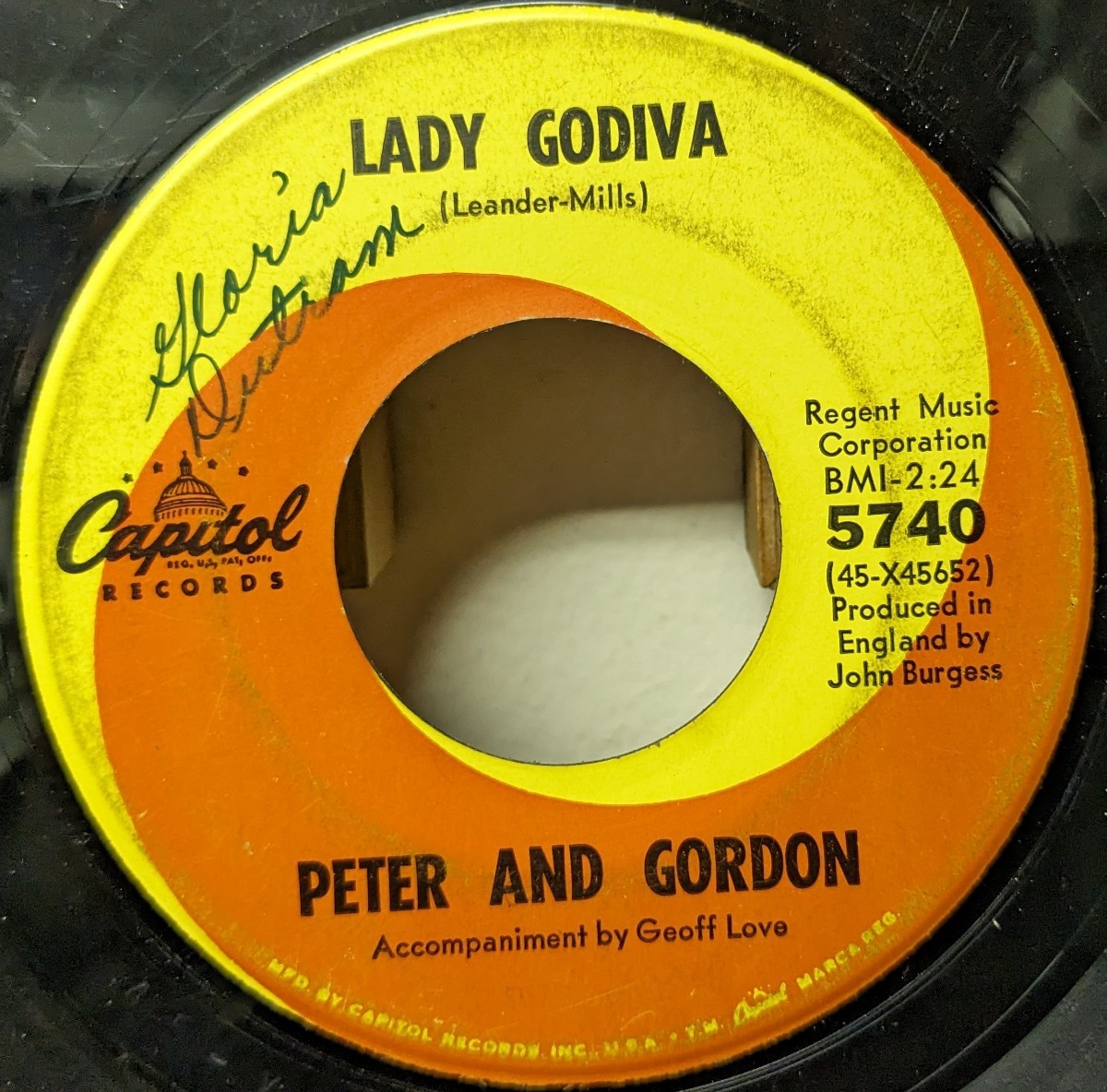 ☆PETER AND GORDON/LADY GODIVA1967'USA CAPITOL 7INCH_画像2