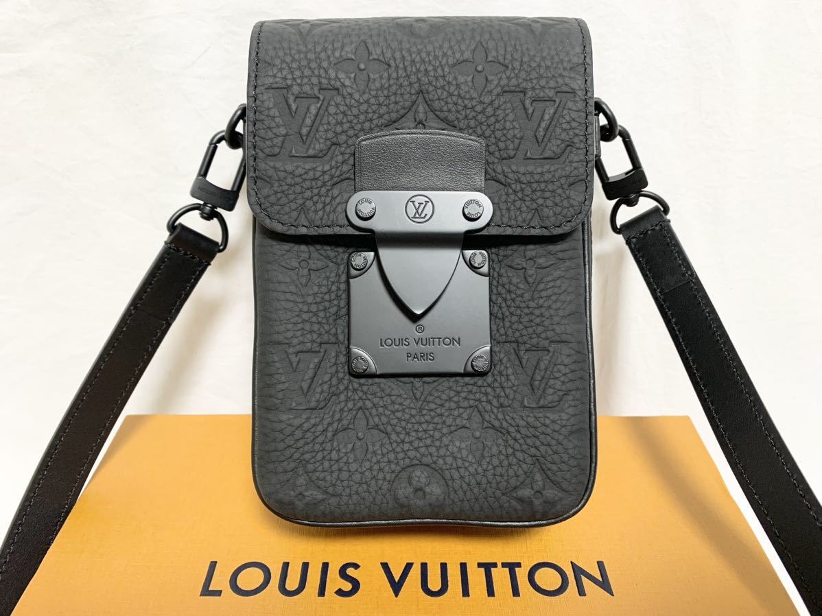 ほぼ未使用 ルイ ヴィトン LOUIS VUITTON M81524 Sロック ヴェルティカル ウエアラブルウォレット レザー ショルダー バッグ 黒 モノグラム