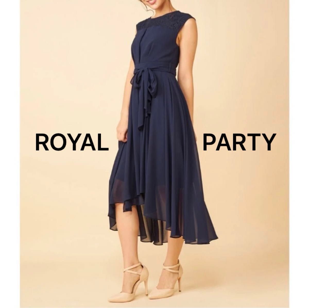 【ROYAL PARTY】タックレース重ねテールカットドレス 