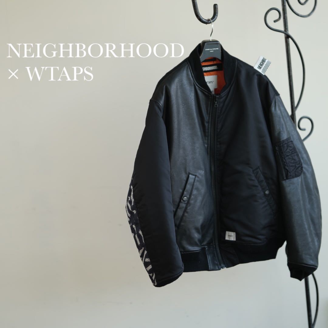 WTAPS × NEIGHBORHOOD W1. VE / JACKET MA-1 ジャケット ダブルタップス×ネイバーフッド コラボ シンセティックレザー ロゴ