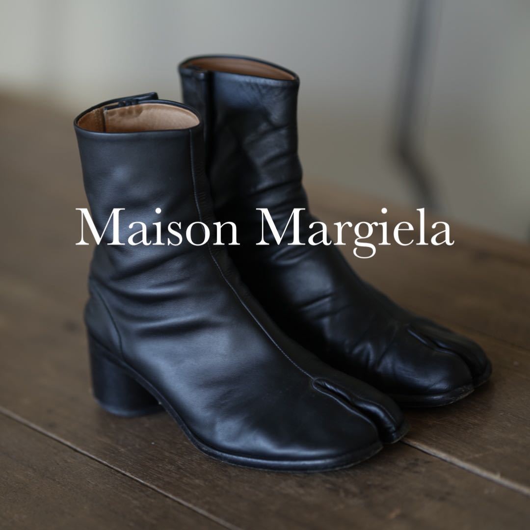 Maison Margiela ヒール 足袋ブーツ メゾン マルジェラ tabi 40 黒 メンズ 6cmヒール レザー 革靴 26- 26.5cm dir en grey 京 着用