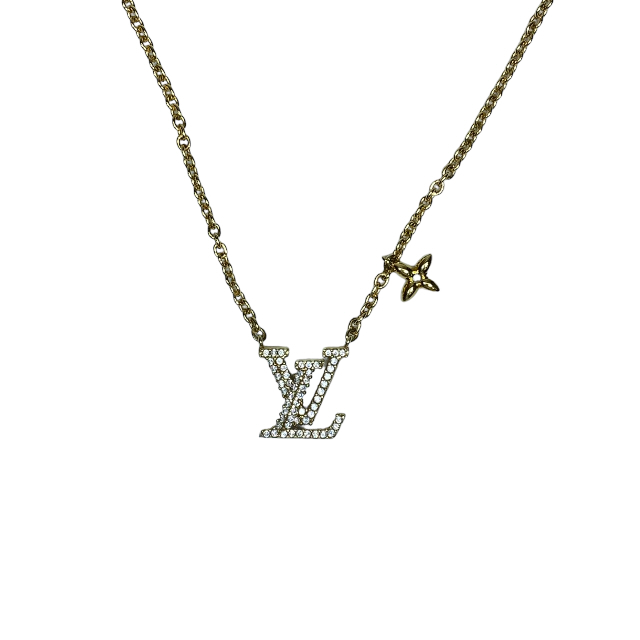 LOUIS VUITTON M00596 ルイヴィトン コリエ LVアイコニック ネックレス アクセサリー ジュエリー LVロゴ メタル ラインストーン ゴールド_画像1