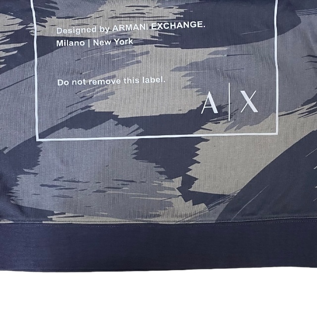 [ новый товар ] Armani Exchange верх стрейнер длинный рукав Logo общий рисунок хлопок темно-синий [ размер XS]