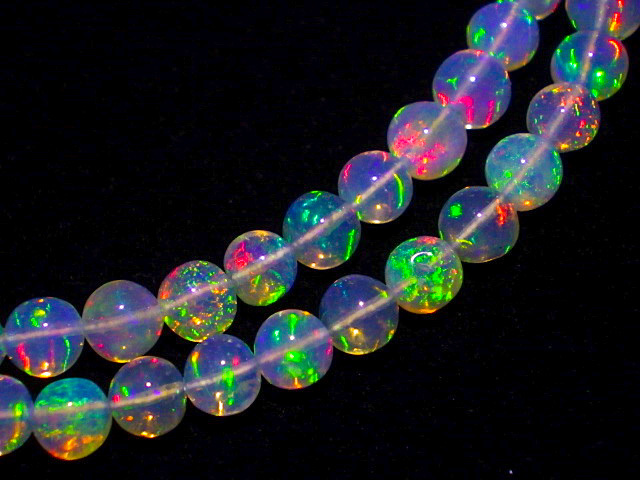 ★エチオピアンオパール45ct/45cm★1連ビーズ★ラウンドネックレス★宝石蛋白石天然石opal★高透明度遊色彩美★ kamesan _画像5