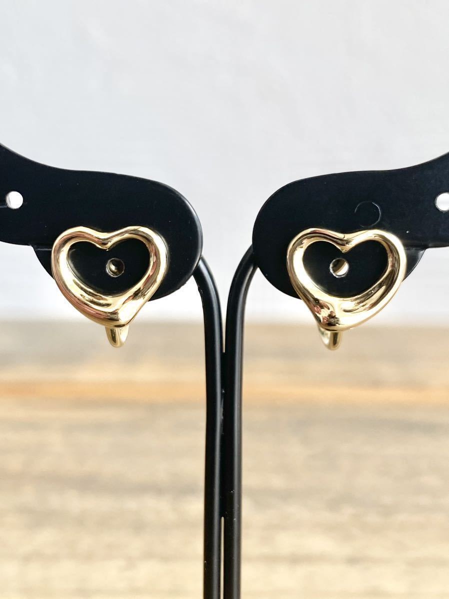 * rare super-beauty goods * TIFFANY Tiffany L sa Pele ti Open Heart Mini earrings free shipping 18 gold Au750 yellow gold earrings 