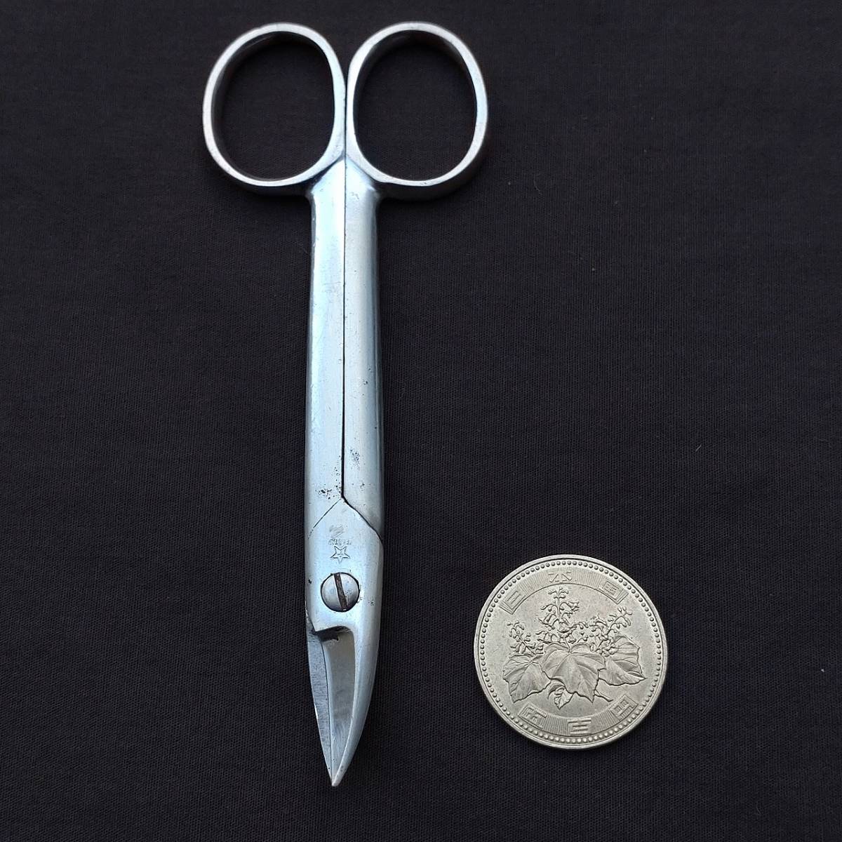  small size .TEN STAR. bending type total length approximately 112. scissors tongs Japanese Scissors [4639]