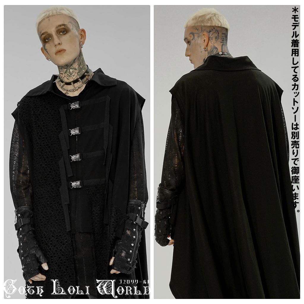 WY-1451-L-XL フロントバックルメッシュドッキングロング ベスト ゴスロリワールド ゴシック パンク ロック ロリィタ ビジュアル系 V系_画像7