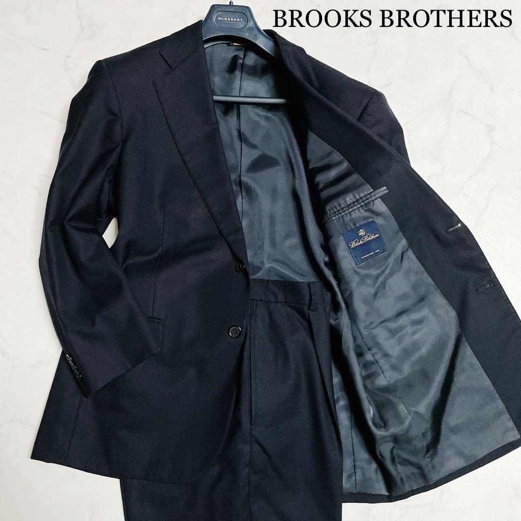 * Brooks Brothers BROOKS BROTHERS *39SHT 33W/M соответствует / выставить / жакет + слаксы костюм темно-синий одноцветный мужской кромка двойной 