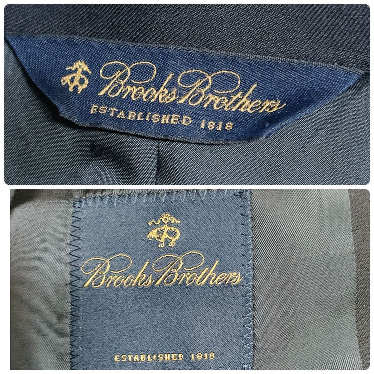 * Brooks Brothers BROOKS BROTHERS *39SHT 33W/M соответствует / выставить / жакет + слаксы костюм темно-синий одноцветный мужской кромка двойной 