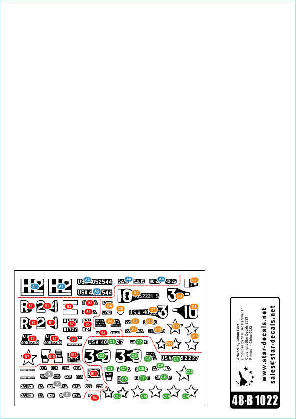  Star decal 48-B1022 1/48 WWII America no Le Mans ti- landing military operation / France. M8 self-propulsion ...(1944 year )