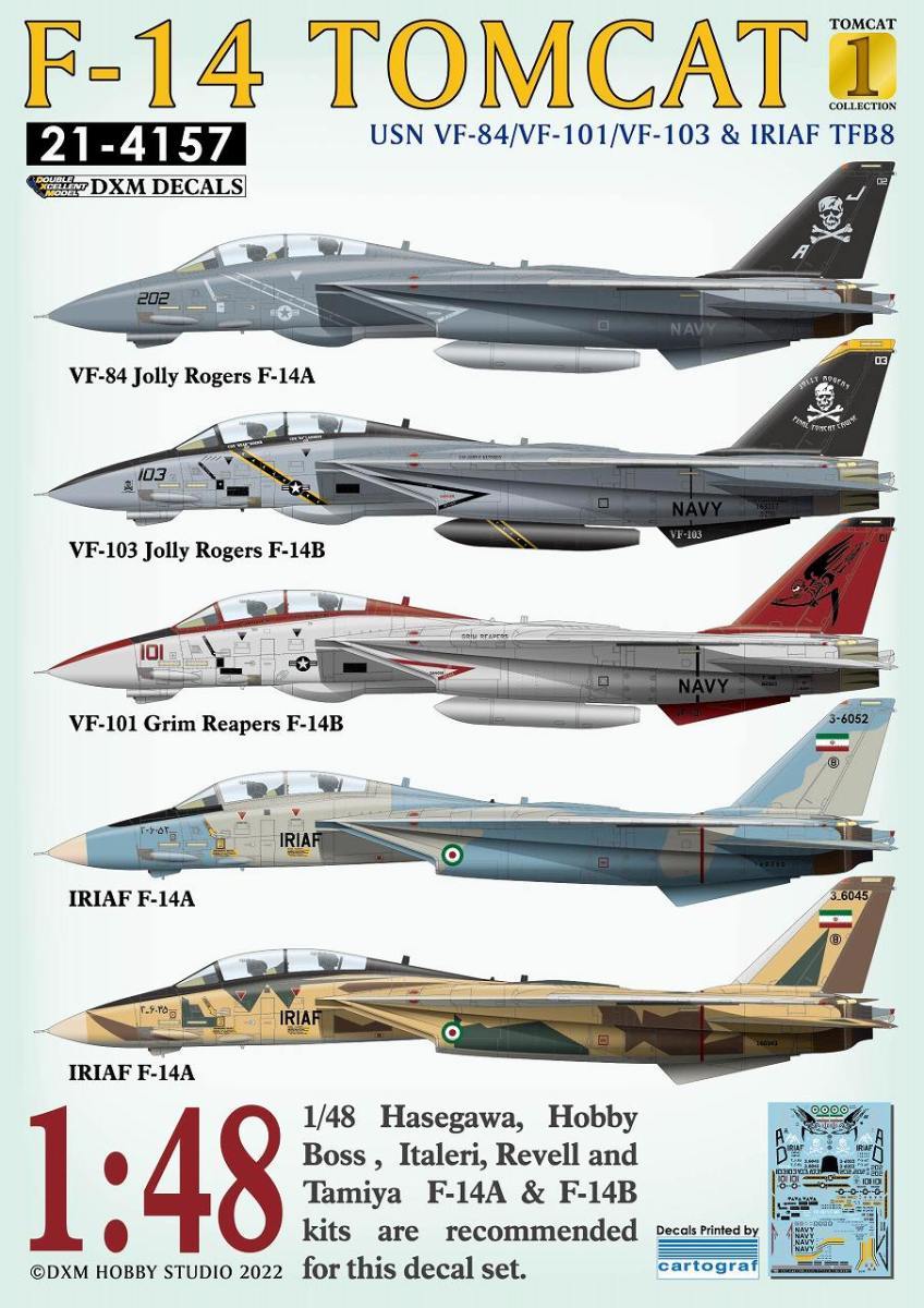 DXM переводная картинка 21-4157 1/48 America военно-морской флот F-14A/B VF-84/101/103/ & IRIAF коллекция 1