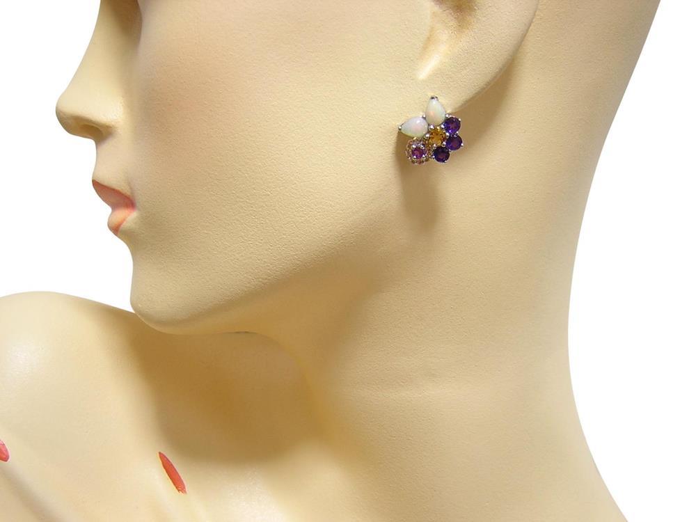 [ natural opal ] earrings amethyst citrine load light garnet yellow sapphire 