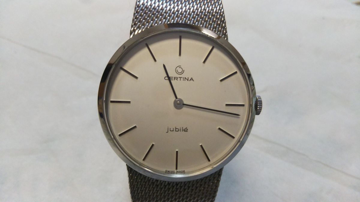 安値スタート！！　未使用・保管品　CERTINA サーチナ jubile　手巻　メンズブレスレット SS側・メッシュバンド　スイス製　二針　1970年代