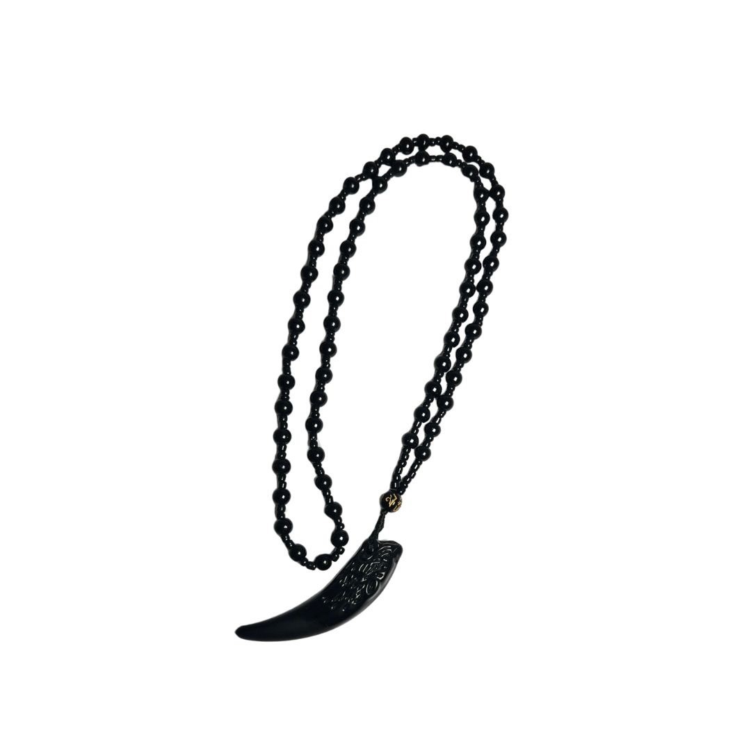 欠品)ネックレス 狼の牙 黒数珠ネックレス 首輪 紐 アクセサリー 欠品)ネックレス 狼の牙 黒数珠ネックレス 首輪 紐 アクセサリー
