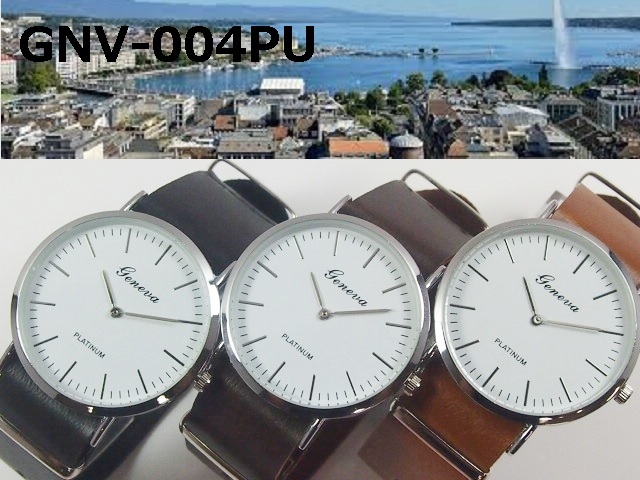 ★日本製ムーブ　電池寿命3年以上★　GENEVAユニセックス腕時計　NATOクラシックレザーベルト_画像1