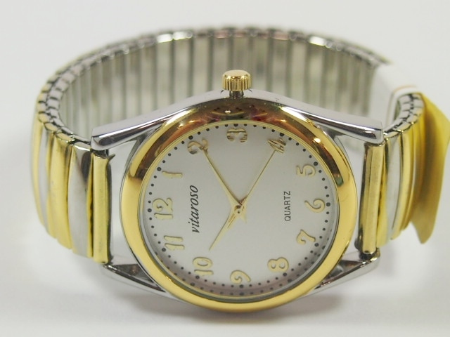 VITAROSOメンズ腕時計　ジャバラベルト　日本製ムーブメント　見やすい文字盤
