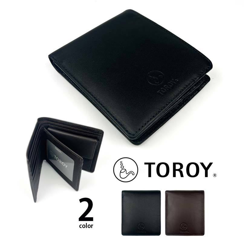 全2色　TOROY トロイ リアルレザー 中ベラ付き 2つ折り 財布 ウォレット パスケース 本革