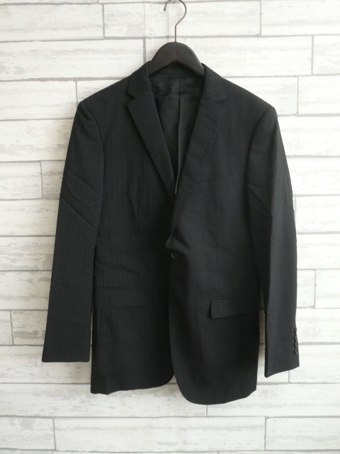 上品 高級◆BURBERRY BLACK LABEL スーツ ジャケット メンズ 94-82-170 38L 黒 通勤 春 ビジネス バーバリーブラックレーベル〇1‐130y_画像2