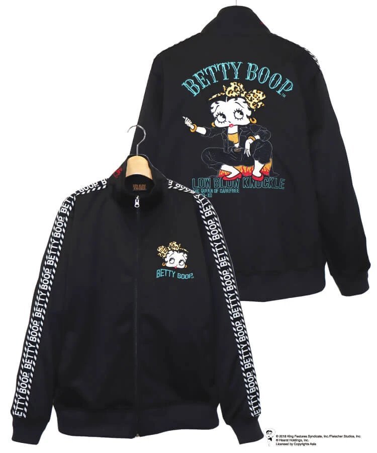 ローブローナックル×ベティーブープ 533869 あの娘はBetty ジャージ トラックジャケット ベティちゃん XXL ブラック 新品_画像1