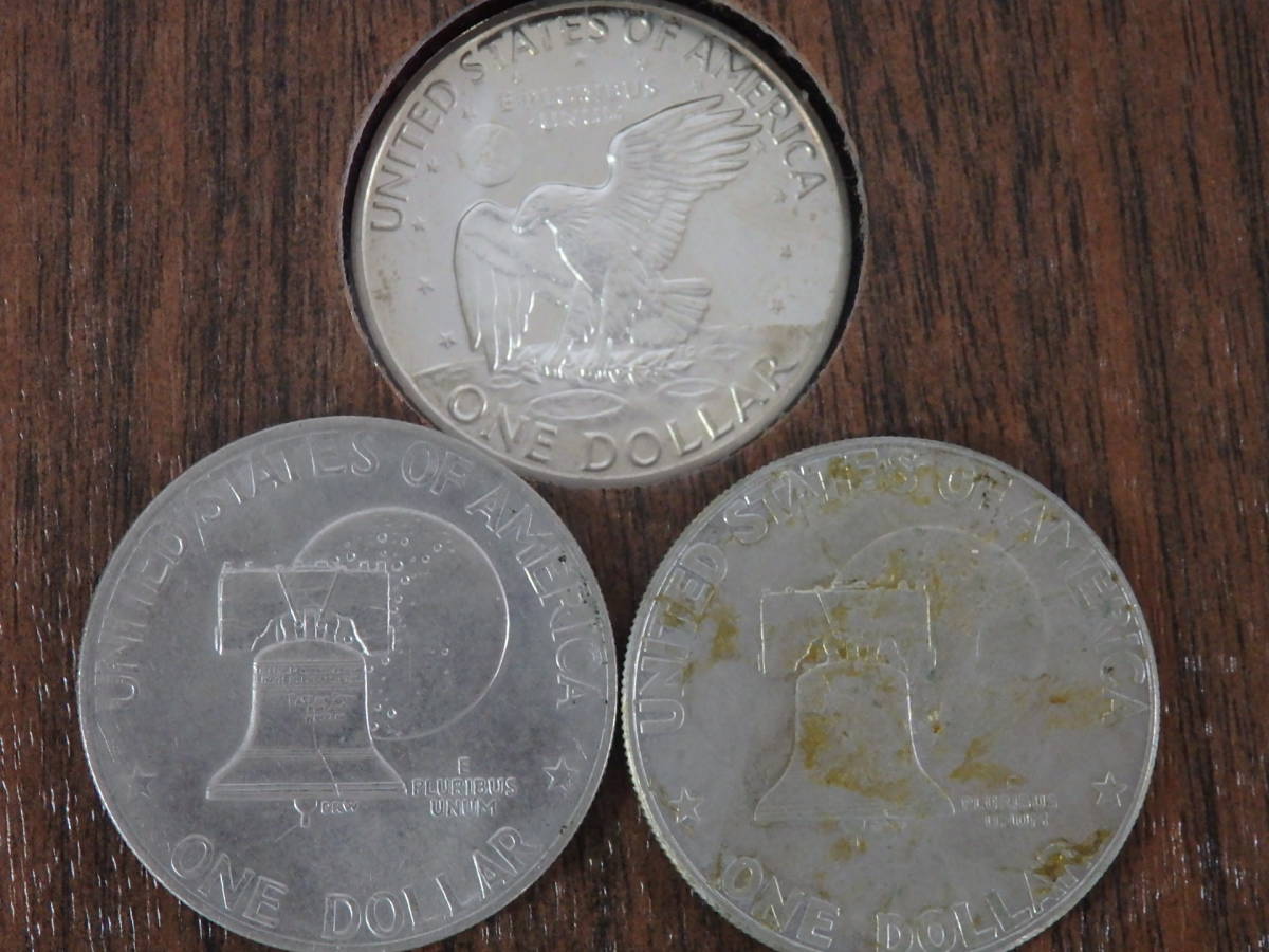 （1/24⑥）リバティコイン LIBERTY 1776-1976年/1972年 アメリカ 1ドル 硬貨 アイゼンハワー ONE DOLLAR 3枚おまとめ_画像3