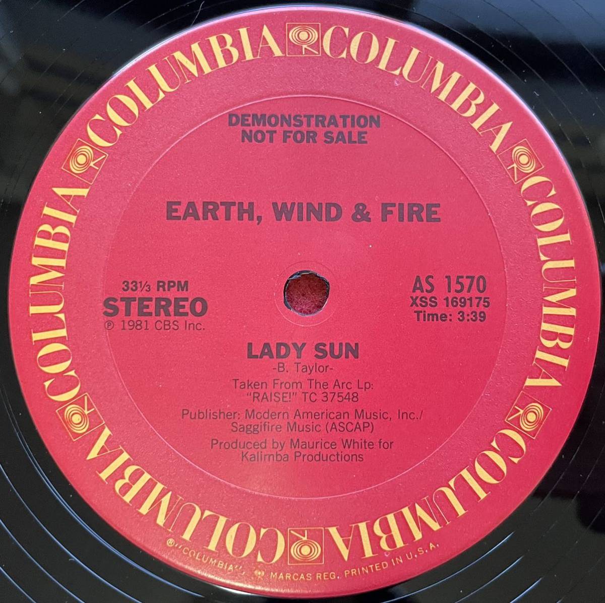 プロモ盤 Earth, Wind & Fire / Fall In Love Withe Me (Long Version) l12inch盤 その他にもプロモーション盤 人気レコード 多数出品。の画像3