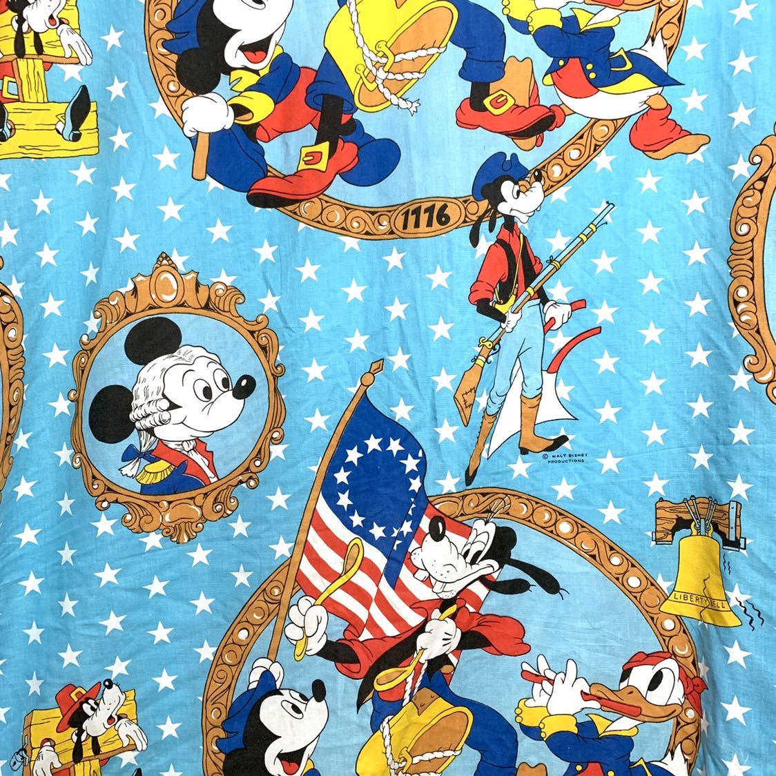 #DESNEY Disney Mickey Mouse костюмы общий рисунок бахрома имеется большой размер bed простыня голубой Minnie Mouse Donald Duck Goofy б/у ткань #