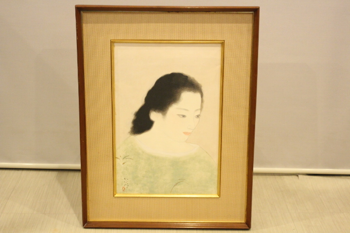 v-4229　伊東深水　美人画　日本画　額装_画像6