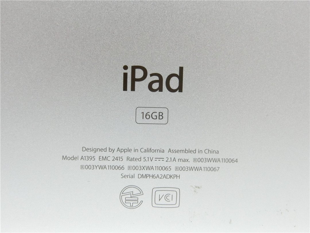 Apple iPad 2　A1395　16GB アクティベーションロックあり 　バッテリー98% Wi-Fiモデル　ジャンク品　送料無料_画像4