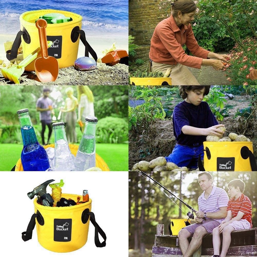  postage 390 jpy folding bucket 20L 6 color from is possible to choose folding high capacity outdoor camp fishing car wash picnic storage waterproof 