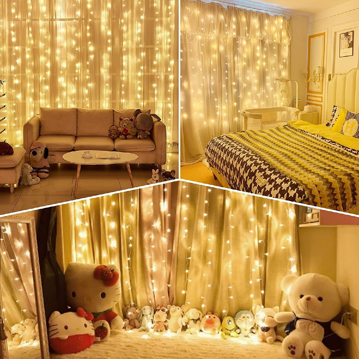  illumination light 300LED 3m×3m curtain light 300 lamp christmas lights waterproof 8 kind switch mode remote control attaching 