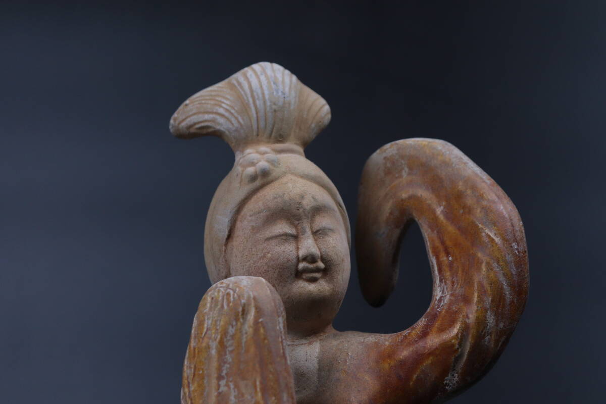 【T349】中国美術 古玩 唐代 加彩婦女俑 婦人俑 唐三彩_画像5