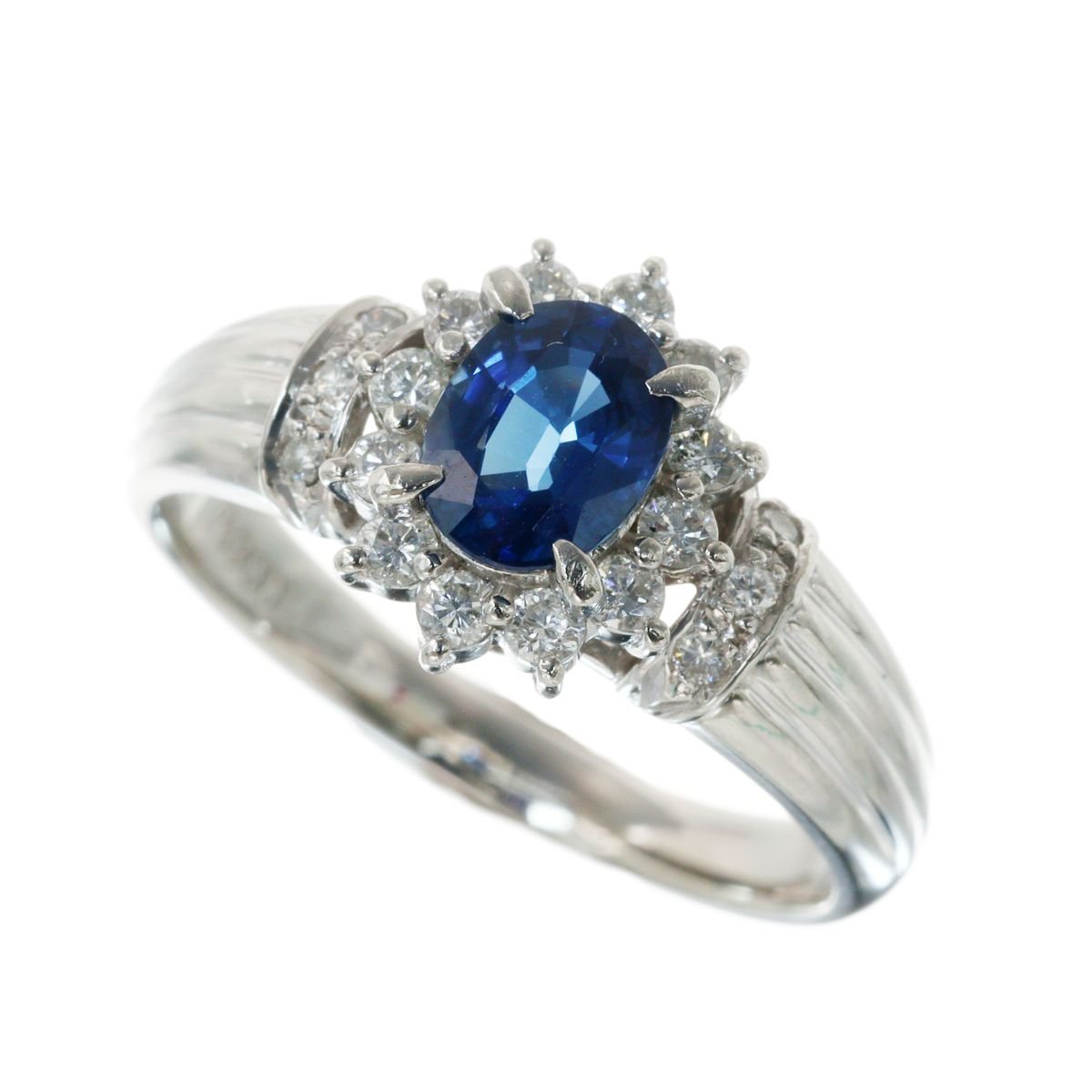 艶やかなブルーに魅了される Pt900 サファイア ダイヤモンド リング 5.8g 0.79ct 0.27ct 超美品 ◎01B99-2